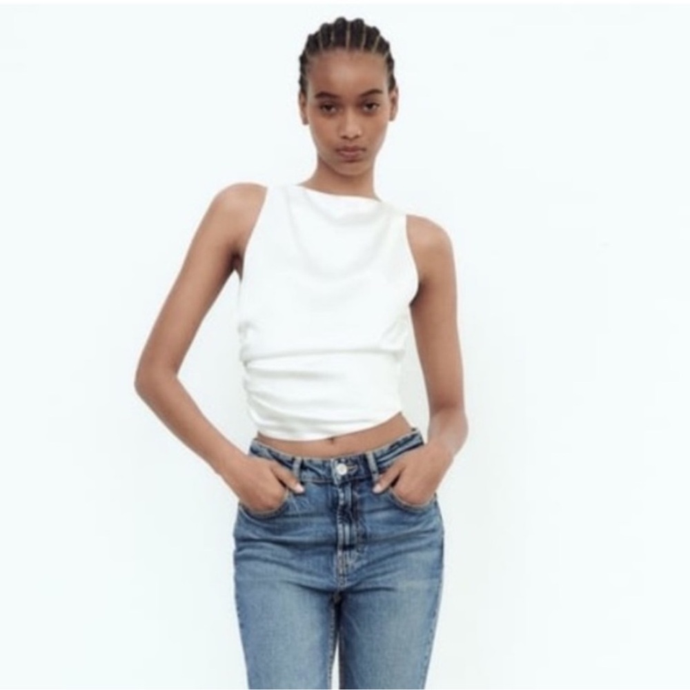Zara open back silk shirt
